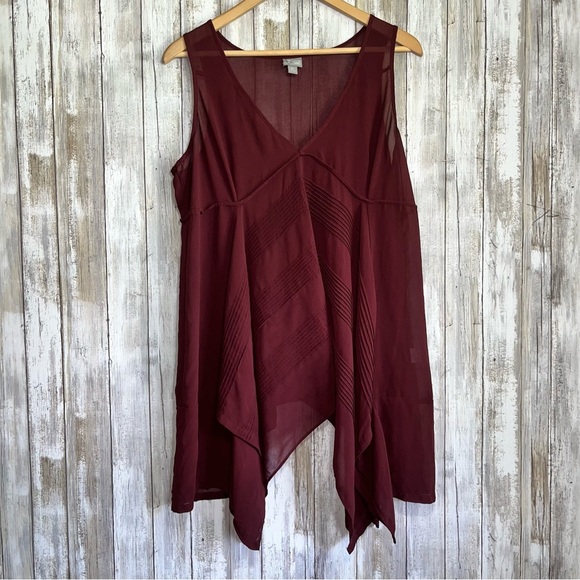 Converse Maroon Sheer V Neck Tank - Picture 1 of 6